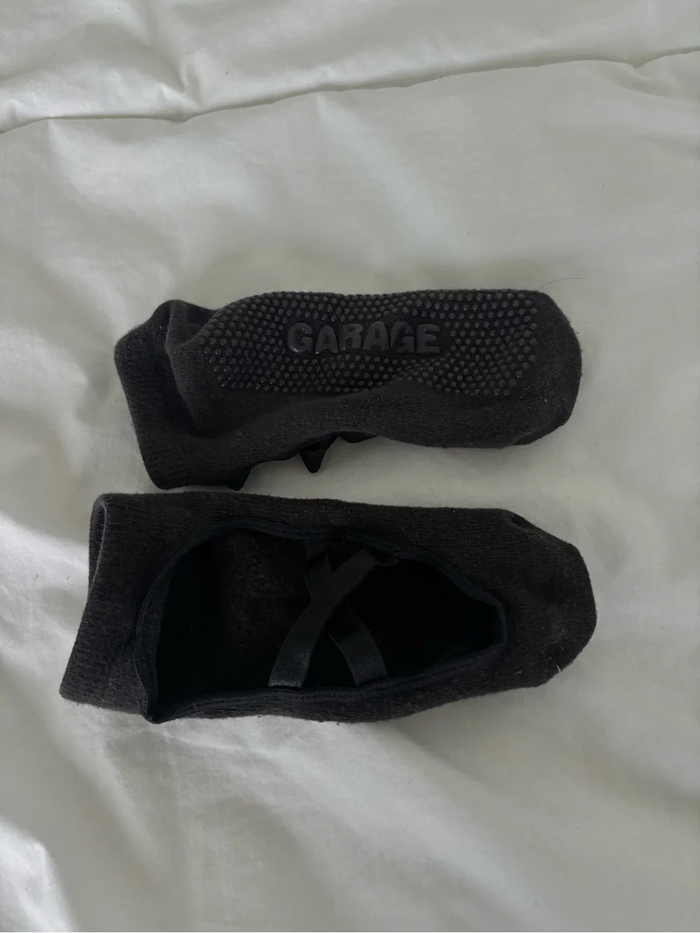 Garage Black Ballet Sock Slippers with Crisscross Straps
